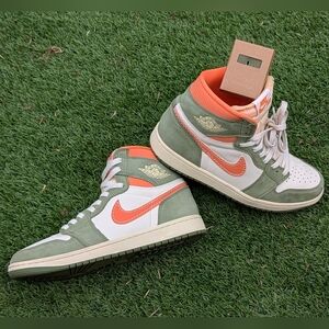 Green and Orange High-Top Sneakers